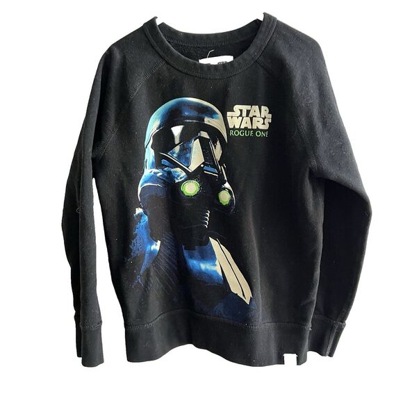 GAP Star Wars Rogue One Death Trooper Black Sweatshirt Pullover 6-7 Yr Glow Dark - Picture 1 of 10